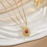 Heart Shape Elegant Glam Zircon 304 Stainless Steel Copper Pendant Necklace Wholesale sku image 2