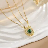 Heart Shape Elegant Glam Zircon 304 Stainless Steel Copper Pendant Necklace Wholesale sku image 3