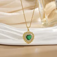 Heart Shape Elegant Glam Zircon 304 Stainless Steel Copper Pendant Necklace Wholesale sku image 8