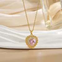 Heart Shape Elegant Glam Zircon 304 Stainless Steel Copper Pendant Necklace Wholesale sku image 5