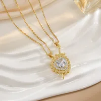 Forme De Cœur Élégant Glamour Zircon Acier Inoxydable 304 Le Cuivre Pendentif De Gros main image 5