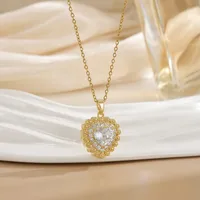 Heart Shape Elegant Glam Zircon 304 Stainless Steel Copper Pendant Necklace Wholesale sku image 6