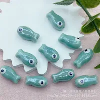 10 Pieces 10 * 20mm Hole 2~2.9mm Ceramics Fish Beads sku image 5