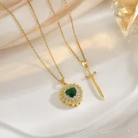 Forme De Cœur Élégant Glamour Zircon Acier Inoxydable 304 Le Cuivre Pendentif De Gros main image 2