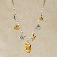 Starfish Conch Shell Elegant Baroque Style Beach 304 Stainless Steel Multi Charms Necklace Wholesale main image 5