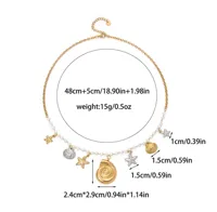Starfish Conch Shell Elegant Baroque Style Beach 304 Stainless Steel Multi Charms Necklace Wholesale main image 6