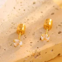 1 Paire Rond Élégant Femme Style Simple Acier Inoxydable 304 Plaqué Or 18K Boucles D'Oreilles main image 4