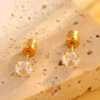 1 Paire Rond Élégant Femme Style Simple Acier Inoxydable 304 Plaqué Or 18K Boucles D'Oreilles main image 6