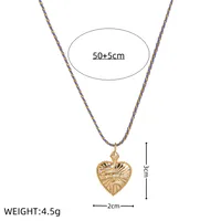 Heart Shape Vintage Style Zircon Gold Plated Cotton Rope Copper Pendant Necklace Wholesale sku image 1