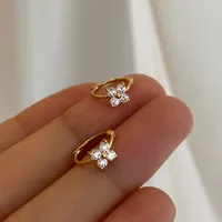 1 Par Geométrico Dulce Estilo IG Plata De Ley 925 Chapados En Oro De 18K Circón Embutido Aretes main image 2