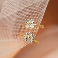 1 Par Geométrico Dulce Estilo IG Plata De Ley 925 Chapados En Oro De 18K Circón Embutido Aretes main image 5