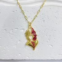 Double Love Angel Demon Glam Gothic Exaggerated Copper 18K Gold Plated Pendant Necklace Polishing Lobster Trigger Clasp Closure main image 3