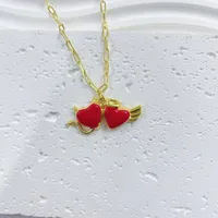 Double Love Angel Demon Glam Gothic Exaggerated Copper 18K Gold Plated Pendant Necklace Polishing Lobster Trigger Clasp Closure main image 6