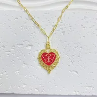Double Love Angel Demon Glam Gothic Exaggerated Copper 18K Gold Plated Pendant Necklace Polishing Lobster Trigger Clasp Closure main image 4