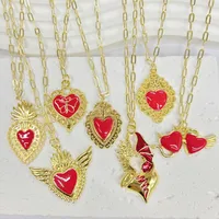 Double Love Angel Demon Glam Gothic Exaggerated Copper 18K Gold Plated Pendant Necklace Polishing Lobster Trigger Clasp Closure main image 1