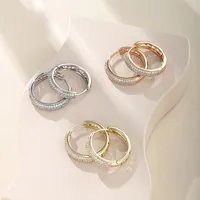 1 Par Xuping Estilo Simple Circulo Aleación De Cobre Piedras Preciosas Artificiales Chapado En Oro De 14 Quilates. Chapado En Oro De 18 Quilates. Blanco Oro Plateado Pendientes De Aro main image 1