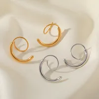1 Par Color Sólido Estilo Simple Acero Inoxidable 304 Chapados En Oro De 18K Irregular Pendientes main image 1