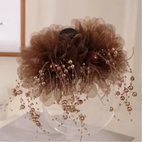 Femmes Bloc De Couleur Élégant Reine Chiffon Gland Gaze Griffes De Cheveux main image 3