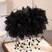 Women's Solid Color Elegant Rhinestone Tassel Gauze Hair Claws main image 2
