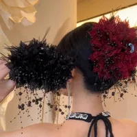 Women's Solid Color Elegant Rhinestone Tassel Gauze Hair Claws main image 1
