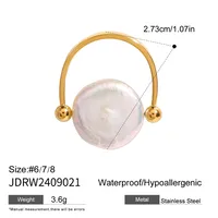 Vintage Style French Style 304 Stainless Steel Geometric Plating Shell Zircon Women's Open Rings Rings sku image 11