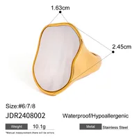 Vintage Style French Style 304 Stainless Steel Geometric Plating Shell Zircon Women's Open Rings Rings sku image 11