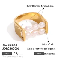 Vintage Style French Style 304 Stainless Steel Geometric Plating Shell Zircon Women's Open Rings Rings sku image 9