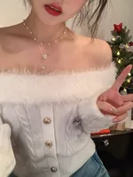Necklace For Women New And New Style 2025 New Fashion Clavicle Chain Sweet Cool Style Lovely Sweater Chain Metal Texture High Sense For Women sku image 35