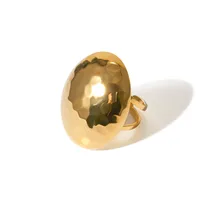 Wholesale Jewelry Hammered IG Style 304 Stainless Steel 18K Gold Plated Open Rings main image 3