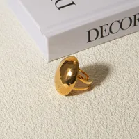 Wholesale Jewelry Hammered IG Style 304 Stainless Steel 18K Gold Plated Open Rings main image 2