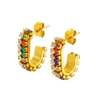 1 Pair Geometric Casual Simple Style Stainless Steel 18K Gold Plated Zircon Ear Studs main image 5