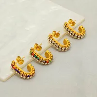 1 Pair Geometric Casual Simple Style Stainless Steel 18K Gold Plated Zircon Ear Studs main image 1