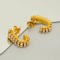 1 Par Geométrico Casual Estilo Simple Acero Inoxidable Chapados en oro de 18k Circón Pendientes main image 3