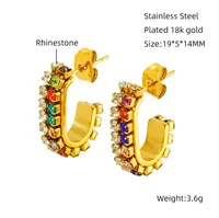 1 Pair Geometric Casual Simple Style Stainless Steel 18K Gold Plated Zircon Ear Studs sku image 2