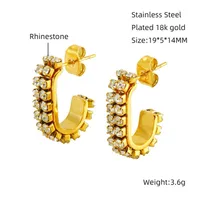 1 Paire Géométrique Décontractée Style Simple Acier Inoxydable Plaqué Or 18K Zircon Boucles D'Oreilles main image 6