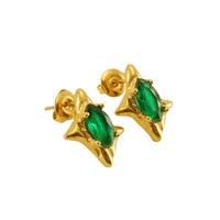 1 Pair Star Retro Simple Style Titanium Steel 18K Gold Plated Zircon Ear Studs main image 5
