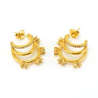 1 Pair Geometric Elegant Simple Style Stainless Steel 18K Gold Plated Zircon Ear Studs main image 1
