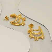 1 Par Geométrico Elegante Estilo Simple Acero Inoxidable Chapados en oro de 18k Circón Pendientes main image 2