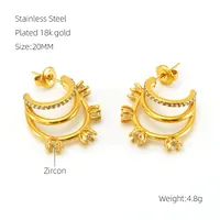 1 Paire Géométrique Élégant Style Simple Acier Inoxydable Plaqué Or 18K Zircon Boucles D'Oreilles main image 6