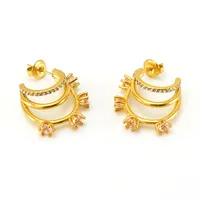 1 Par Geométrico Elegante Estilo Simple Acero Inoxidable Chapados en oro de 18k Circón Pendientes main image 4