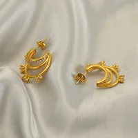 1 Pair Geometric Elegant Simple Style Stainless Steel 18K Gold Plated Zircon Ear Studs main image 5