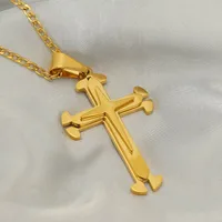 Cross Casual Simple Style 18K Gold Plated Stainless Steel Titanium Steel Pendant Necklace Wholesale main image 1
