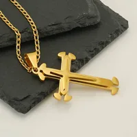 Cross Casual Simple Style 18K Gold Plated Stainless Steel Titanium Steel Pendant Necklace Wholesale main image 2