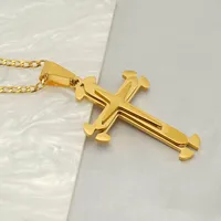 Cross Casual Simple Style 18K Gold Plated Stainless Steel Titanium Steel Pendant Necklace Wholesale main image 4