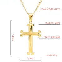 Cross Casual Simple Style 18K Gold Plated Stainless Steel Titanium Steel Pendant Necklace Wholesale main image 6