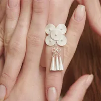 Retro Estilo Étnico Estilo Simple Plata De Ley 925 Ronda Encanto Mujeres Anillos Abiertos main image 1