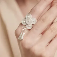 Retro Ethnic Style Simple Style 925 Sterling Silver Round Charm Women's Open Rings main image 3