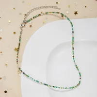 New Style Sweet Dopamine Small Rice-Shaped Beads Beaded Necklace Girly Style Rainbow Color Glass Beads Necklace Wholesale Women main image 3