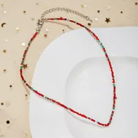 New Style Sweet Dopamine Small Rice-Shaped Beads Beaded Necklace Girly Style Rainbow Color Glass Beads Necklace Wholesale Women main image 4