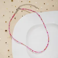 New Style Sweet Dopamine Small Rice-Shaped Beads Beaded Necklace Girly Style Rainbow Color Glass Beads Necklace Wholesale Women sku image 4